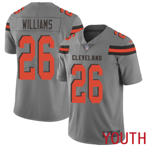 Cleveland Browns Greedy Williams Youth Gray Limited Jersey #26 NFL Football Inverted Legend->youth nfl jersey->Youth Jersey